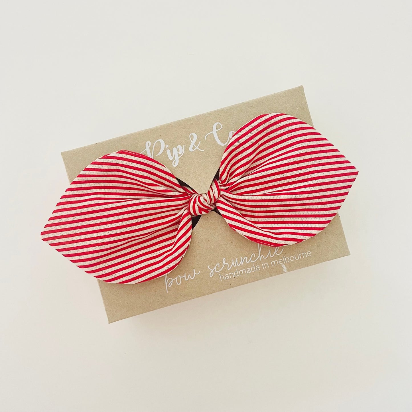 Christmas Bow Scrunchie - Red Stripe