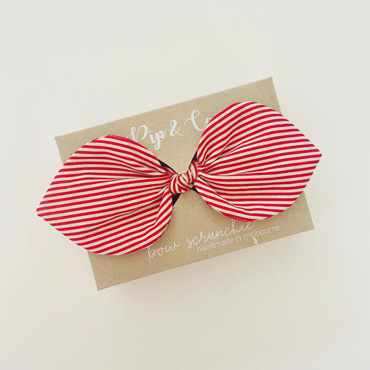 Christmas Bow Scrunchie - Red Stripe