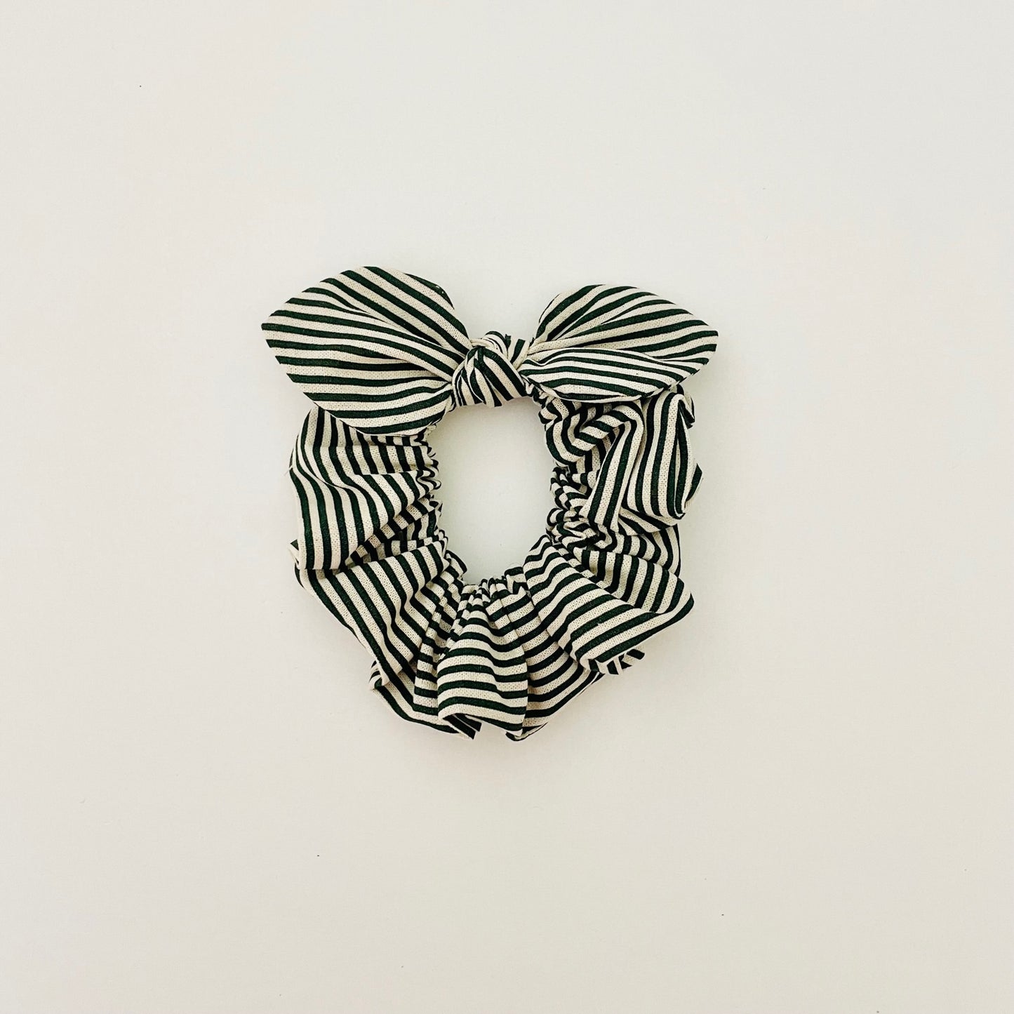 Christmas MINI Bow Scrunchie - Green Stripe