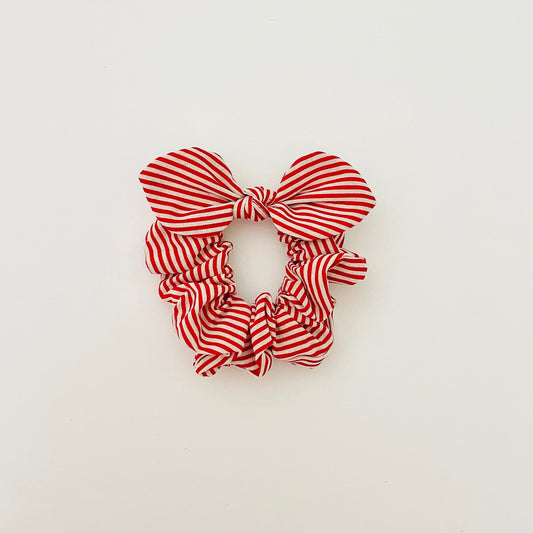 Christmas MINI Bow Scrunchie - Red Stripe