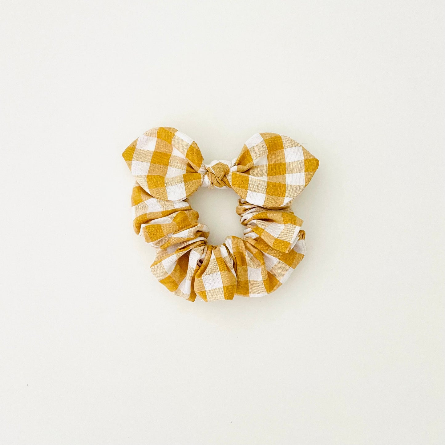 MINI Bow Scrunchie - Gingham Mustard