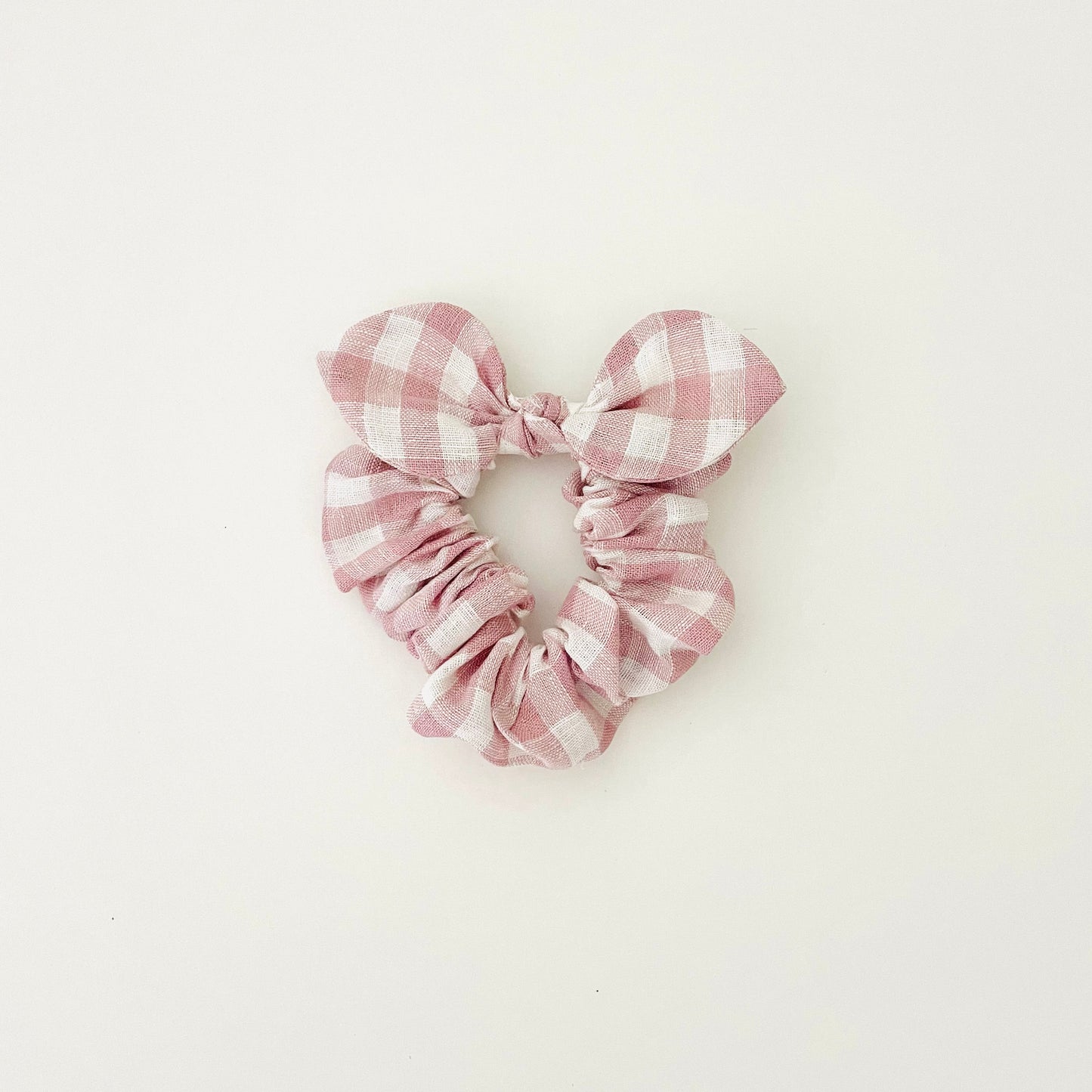 MINI Bow Scrunchie - Gingham Pink