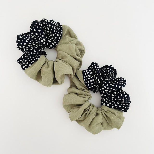 Duotone Sage & Black Scrunchie