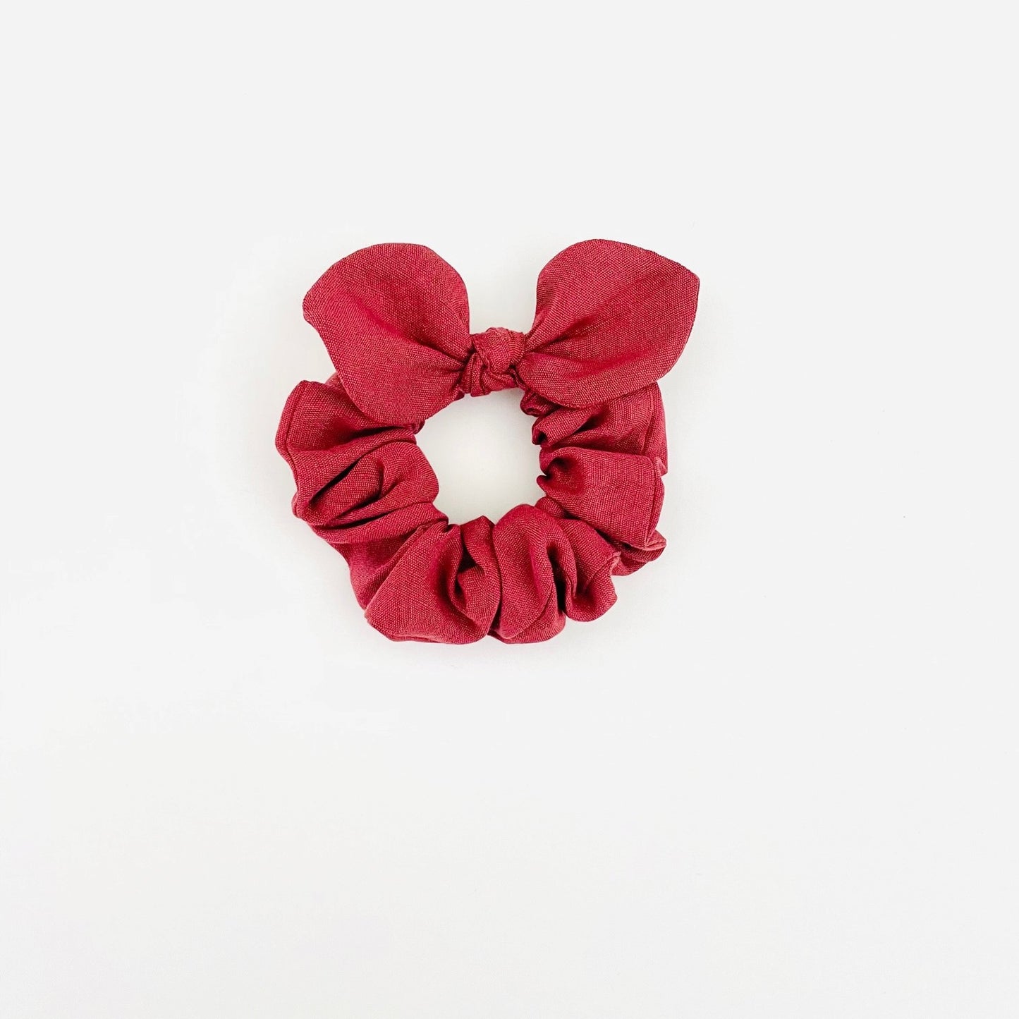 MINI Bow Scrunchie - Linen Raspberry