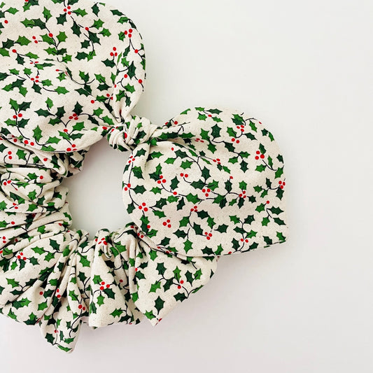 Christmas Bow Scrunchie - Holly