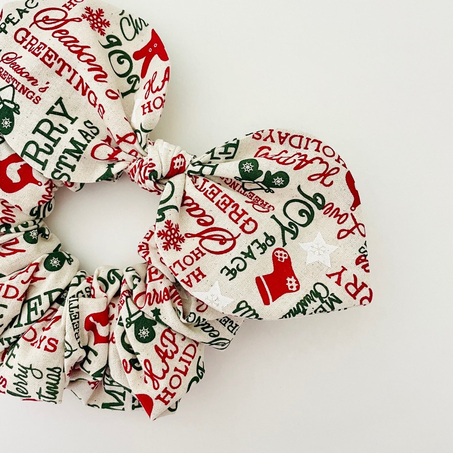 Christmas Bow Scrunchie - Peace & Joy