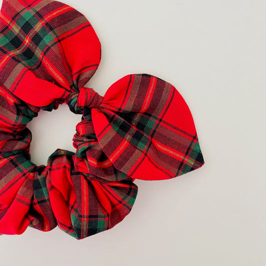 Christmas Bow Scrunchie - Tartan
