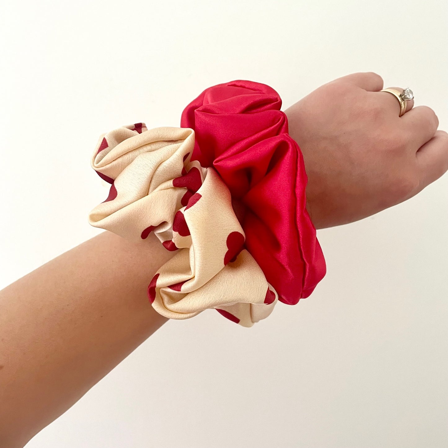 Valentine Satin Scrunchie - Queen of Hearts