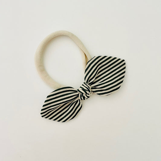 Christmas Baby Bow Headband - Green Stripe