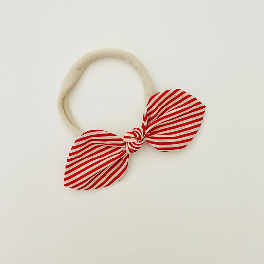 Christmas Baby Bow Headband - Red Stripe