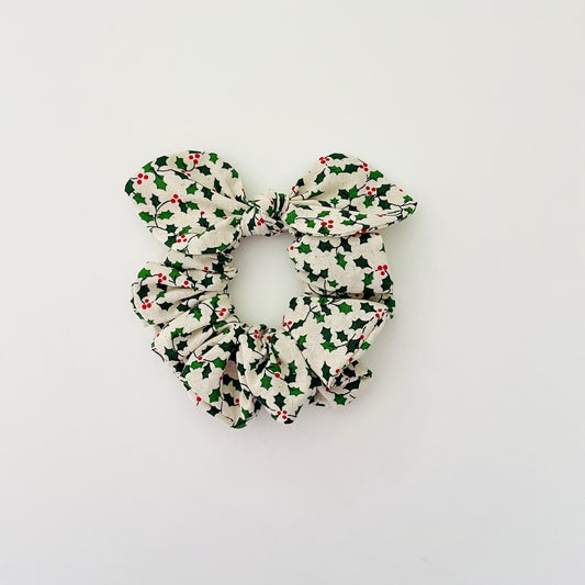 Christmas MINI Bow Scrunchie - Holly