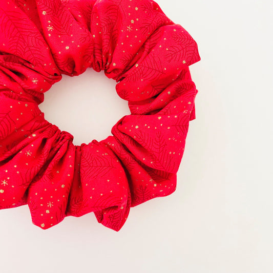 Basic Scrunchie - Christmas Red Leaf
