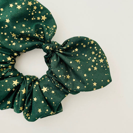 Christmas Bow Scrunchie - Green Starburst