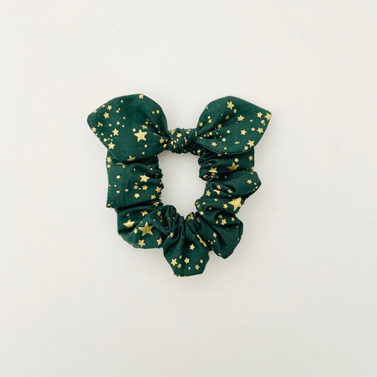 Christmas MINI Bow Scrunchie - Green Starburst