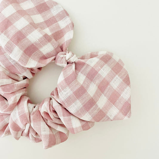 Bow Scrunchie - Gingham Pink