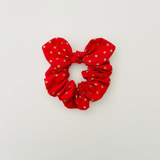 Christmas MINI Bow Scrunchie - Red Star