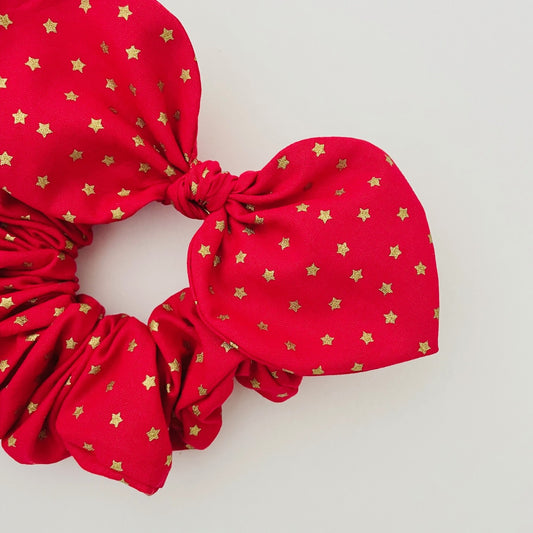 Christmas Bow Scrunchie - Red Star