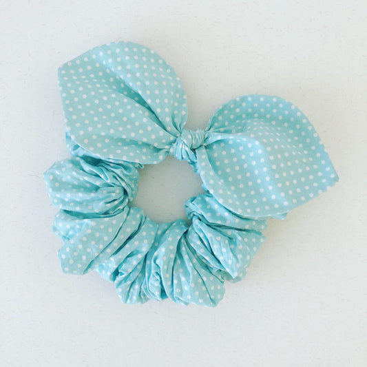 Bow Scrunchie - Mint Polka Dot