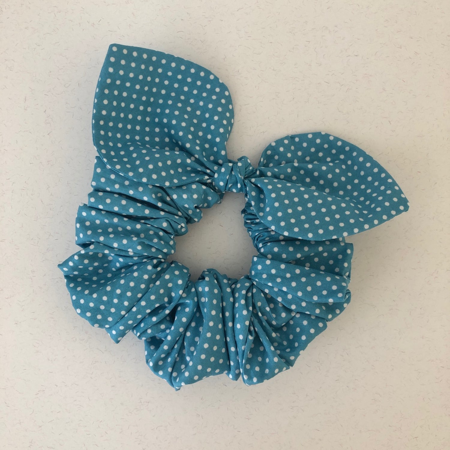 bow scrunchie handmade melbourne australia duck egg polka dot blue spots