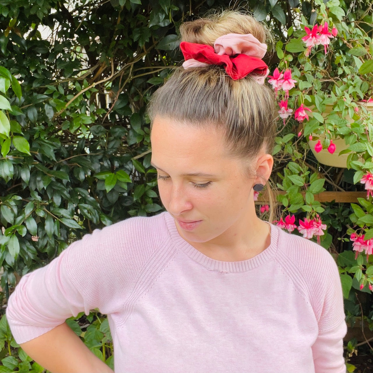 Duotone Red & Pink Scrunchie