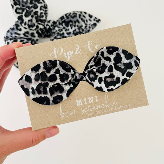 MINI Bow Scrunchie - Snow Leopard