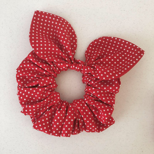 Bow Scrunchie - Red Polka Dot