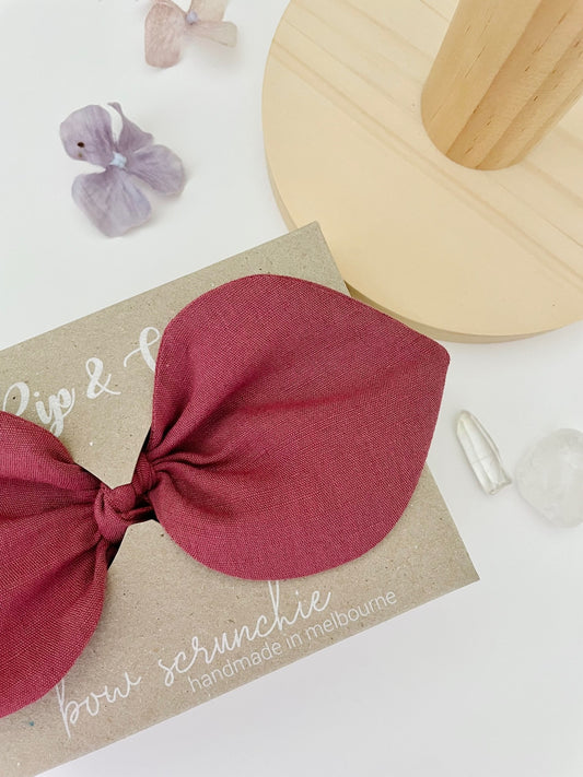 Bow Scrunchie - Linen Raspberry