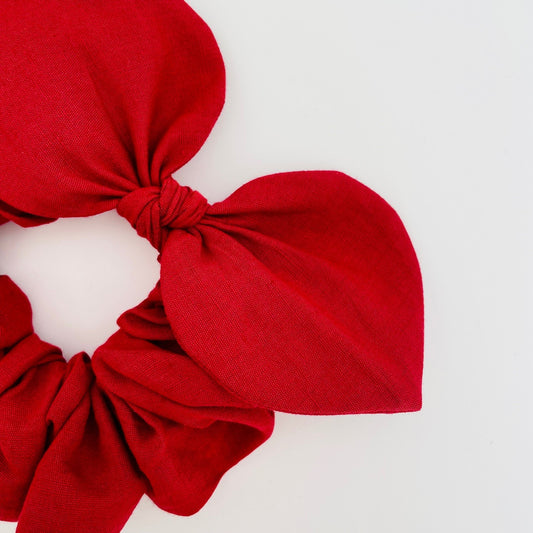 Bow Scrunchie - Red Linen