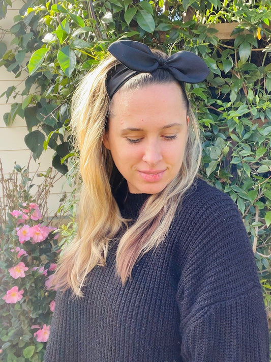 Bow Headband - Jet Black